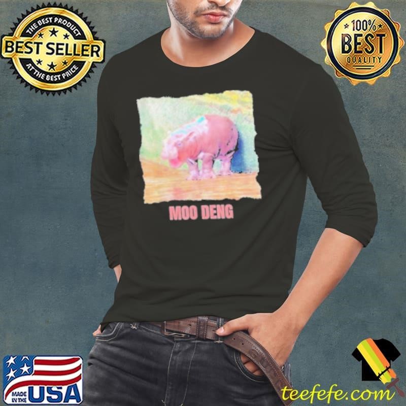Baby Pygmy Hippo Moo Deng Funny Long Sleeve Tee
