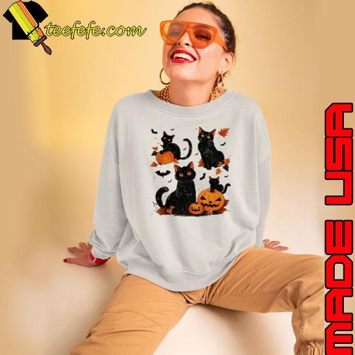 Black Cat Pumpkin Fall Halloween Black Cat Vintage Halloween Shirt