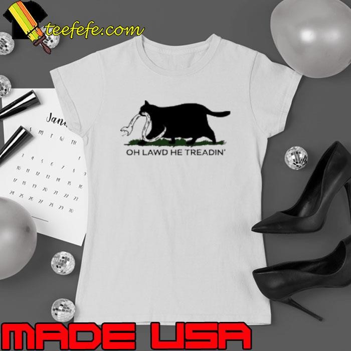 Cat Biting Snake Oh Lawd He Treadin' Shirt