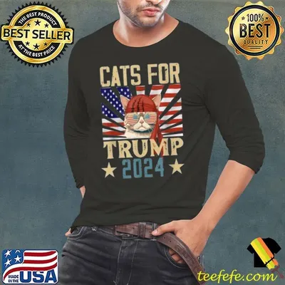 Cats for trump 2024 sunglasses american flag election T-Shirt