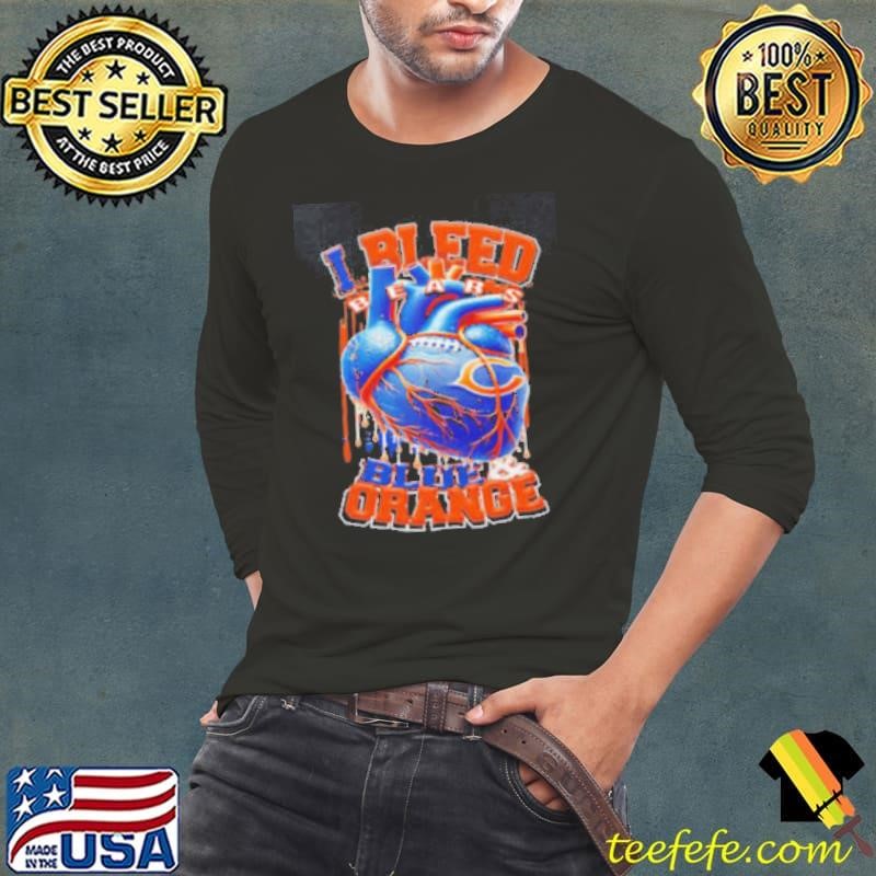 Chicago Bears I bleed bears blue and orange heart Long Sleeve Tee