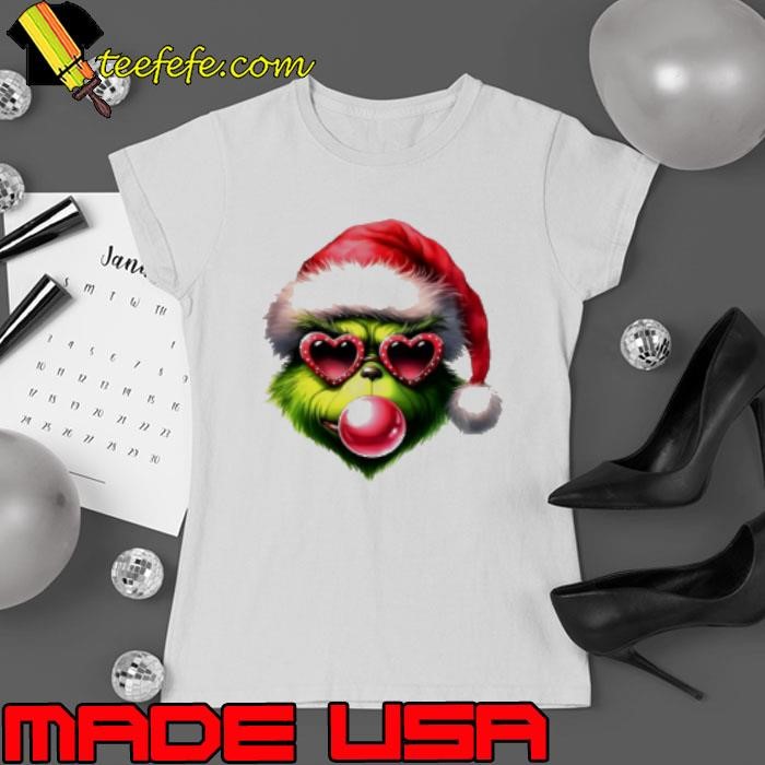 Christmas Grinch Blowing Up Bubble Merry Grinchmas Ladies tee