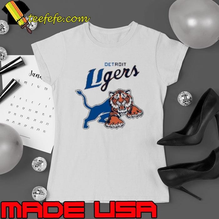 Detroit Lions Tigers Half Logo Parody Ladies tee