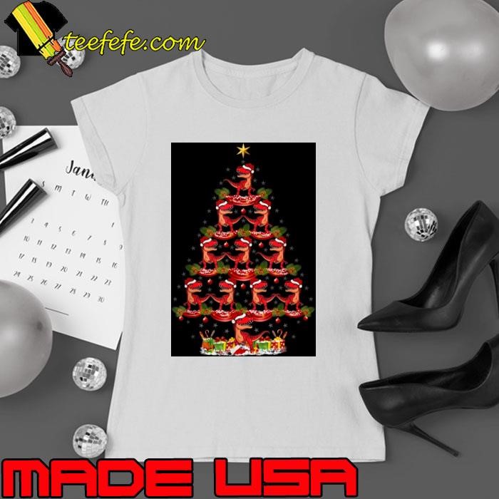 Funny Dinosaur Xmas Lighting Allosaurus Christmas Tree Shirt