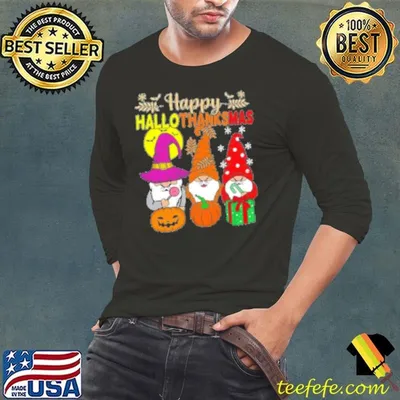 Gnomes Siblings Happy Hallothanksmas Teacher Shirt