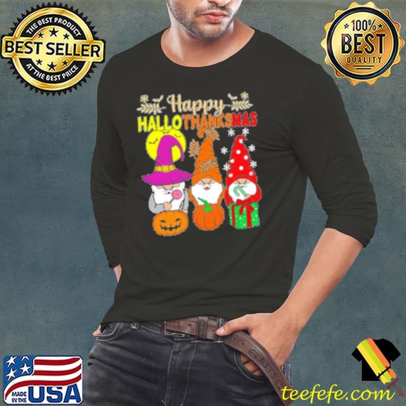 Gnomes Siblings Happy Hallothanksmas Teacher Shirt