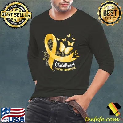 Gold Ribbon Childhood Cancer Awareness Butterflies T-Shirt