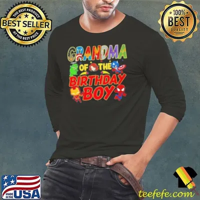 Grandma Of The Superhero Bday Boy Super Hero Family Party Shirt