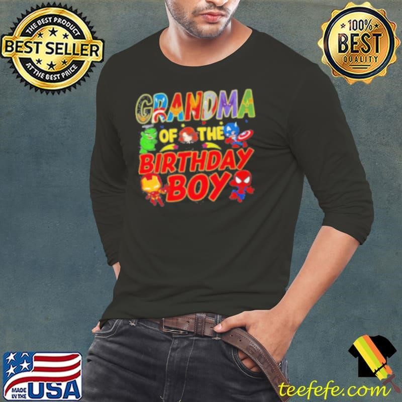 Grandma Of The Superhero Bday Boy Super Hero Family Party Shirt