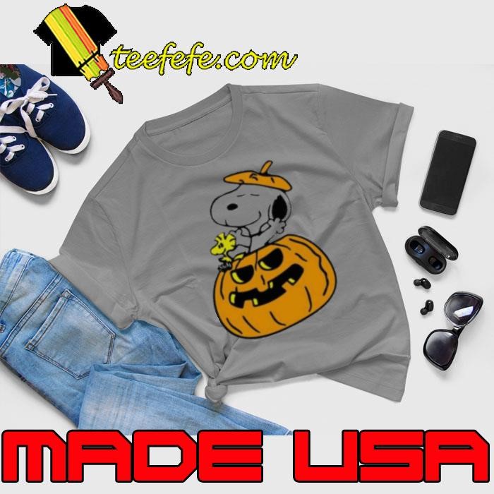 Halloween Pumpkin Snoopy And Woodstock Cartoon Shirt