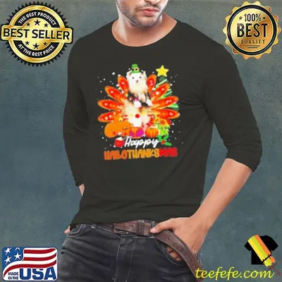 Halloween Thanksgiving Christmas Happy Hallothanksmas Ferret 2024 Shirt