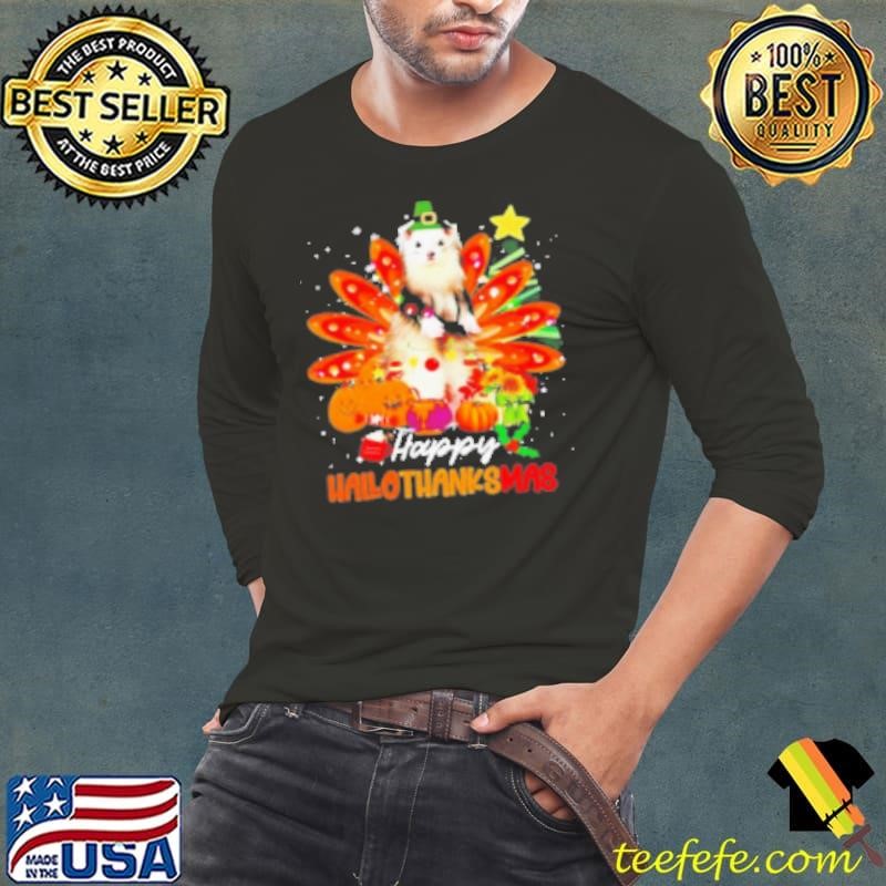 Halloween Thanksgiving Christmas Happy Hallothanksmas Ferret 2024 Shirt