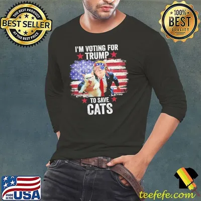 I'm Voting For Trump To Save Cats From Being Eaten 2024 Usa Flag T-Shirt