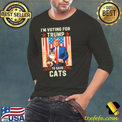 I'm Voting For Trump To Save Cats USa Flag 2024 To Save Cats From Being Eaten T-Shirt