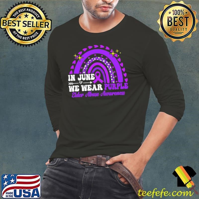 In June Purple Elder Abuse Awareness Rainbow Leopard T-Shirt