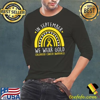 In September We Wear Gold Ribbon Rainbow Childhood Cancer Awareness T-Shirt