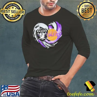Las vegas Raiders and Los Angeles Lakers heart shirt