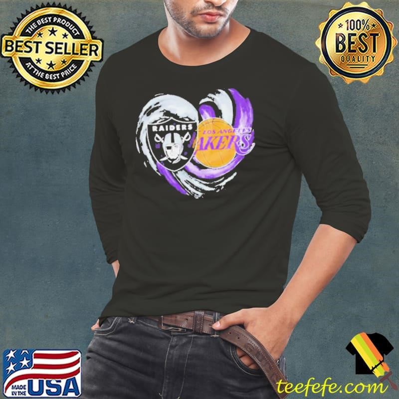 Las vegas Raiders and Los Angeles Lakers heart shirt