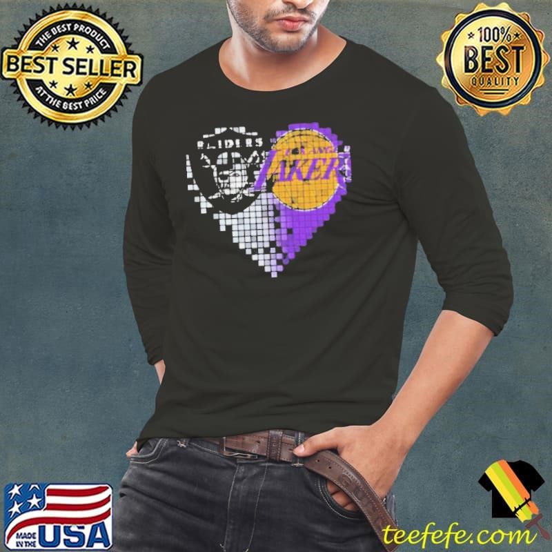 Las vegas Raiders and Los Angeles Lakers hearts shirt