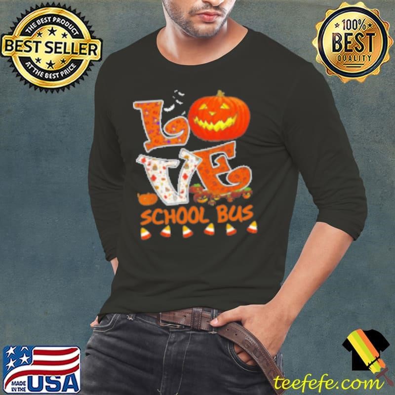 Love School Bus Halloween Long Sleeve Tee