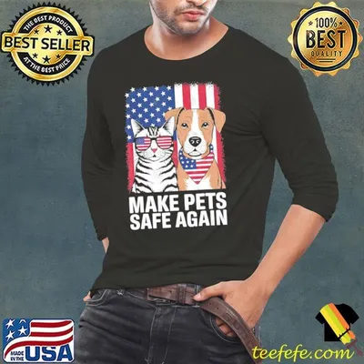 Make Cats Safe Again Election 2024 Debate USa Flag Cat Dog T-Shirt