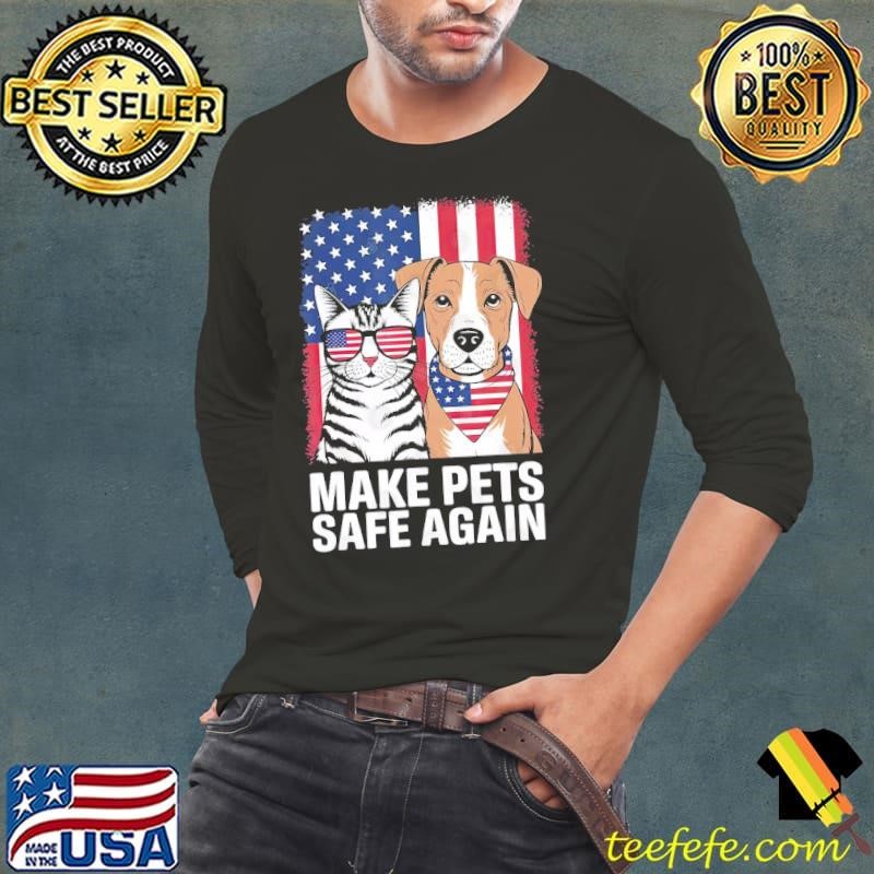 Make Cats Safe Again Election 2024 Debate USa Flag Cat Dog T-Shirt