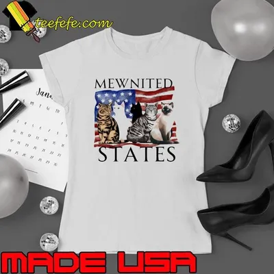Mewnited States of America Cat American Flag T-Shirt