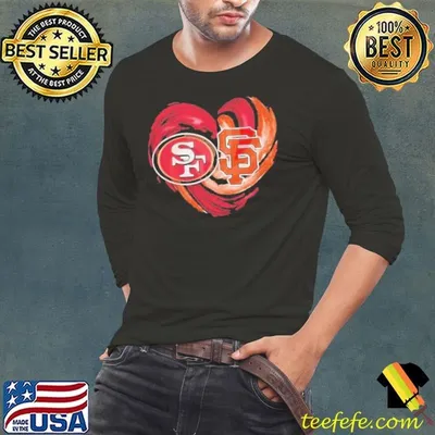 San Francisco 49ers and san francisco giants heart shirt