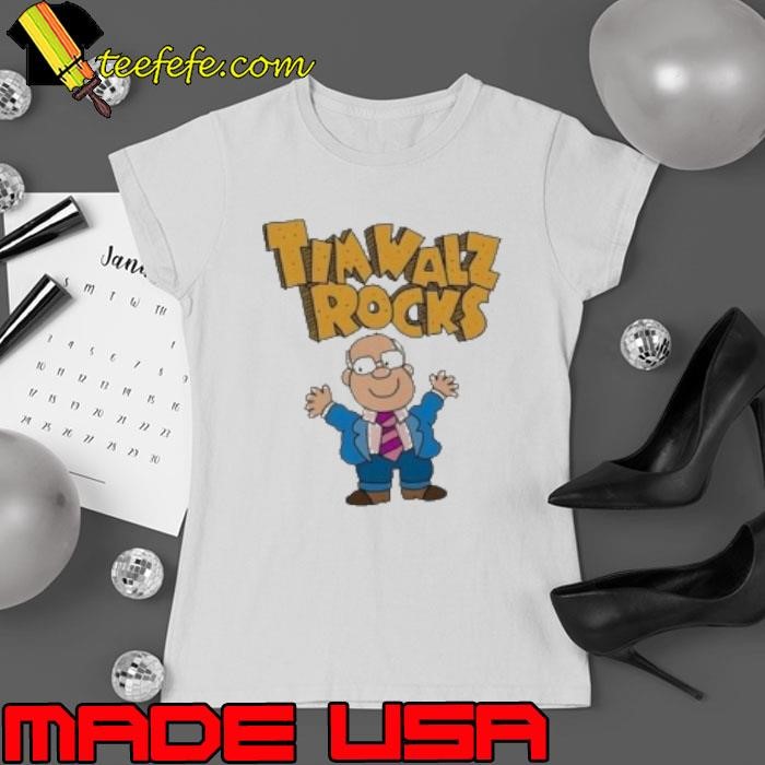 Tim Walz Rocks Funny Cartoon Ladies tee