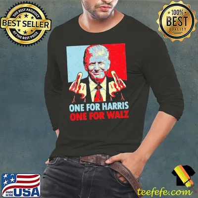 Trump Middle Finger Harris Waltz 2024 Retro T-Shirt