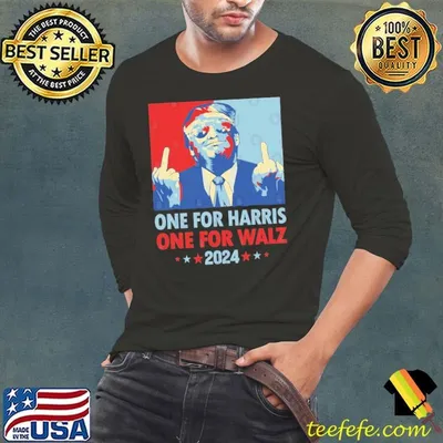 Trump Middle Finger Harris Waltz 2024 one for harris one for Walz retro T-Shirt