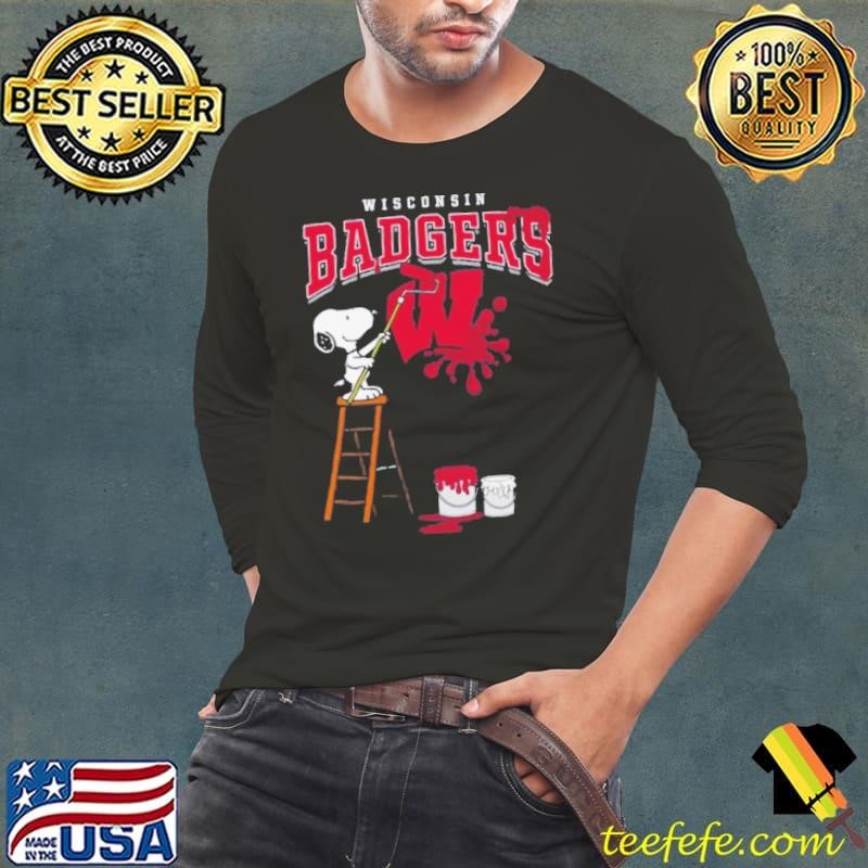 Wisconsin Badgers Snoopy Painting Long Sleeve Tee