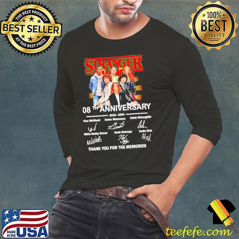 08th Anniversary of Stranger Things 2016 2024 thank you for the memories Long Sleeve Tee