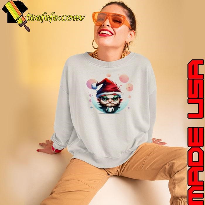 Best Cartoon Character Enjoying Coffee with Santa Hat Sweatshirt