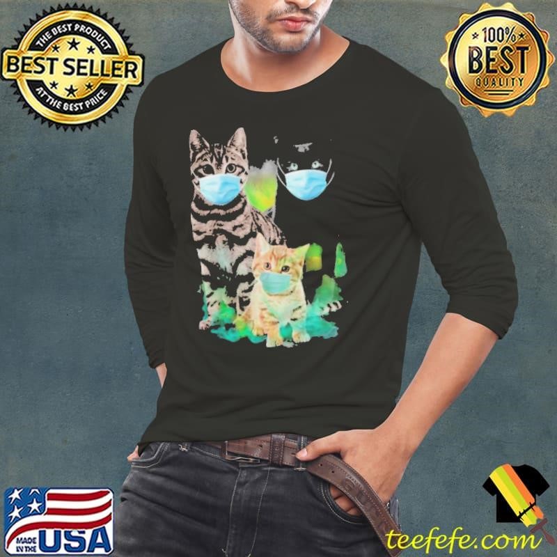 Cats Wear Face Mask Coronavirus Long Sleeve Tee