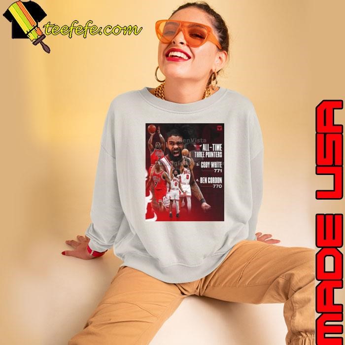 Chicago Bulls All Time Three Pointers No. 3 Coby White 771 No 4 Ben Cordon 770 Poster shirt (watermarked)
