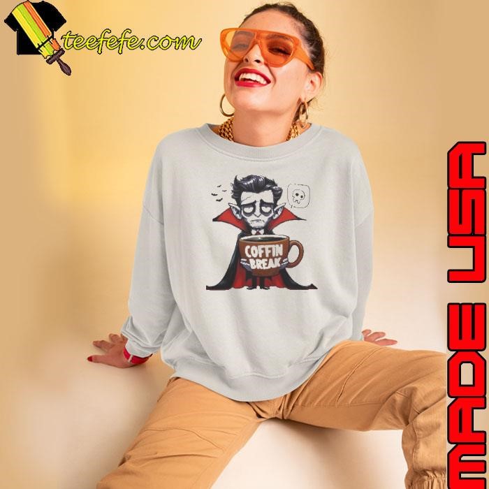 Coffin Break Halloween Vampire With Coffee Sweatshirt