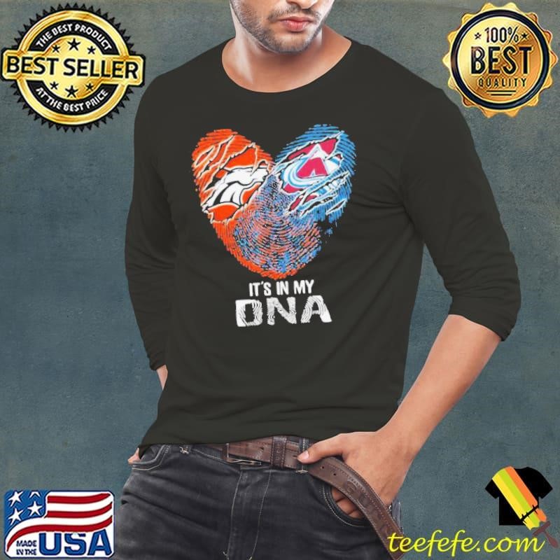 Colorado Avalanche And Denver Broncos It’s In My Dna Nfl Football Heart Long Sleeve Tee