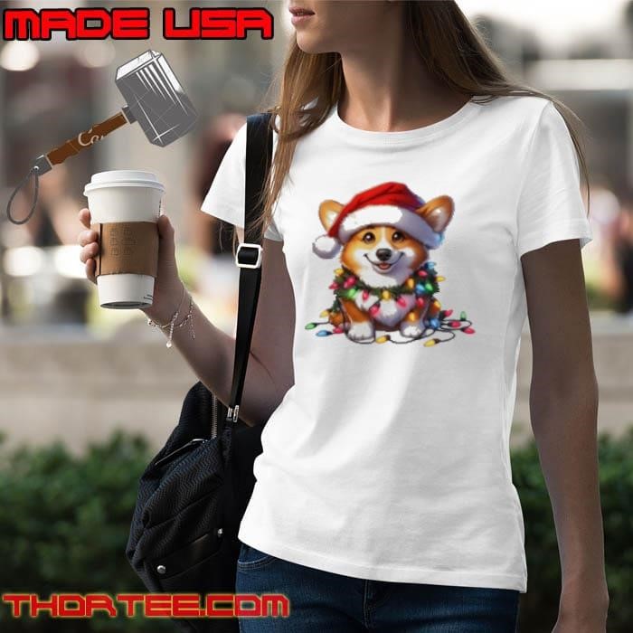 Corgi Dog Christmas Ladies tee