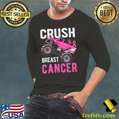 Crush Monster Truck Pink Ribbon Breast Cancer Awareness T-Shirt