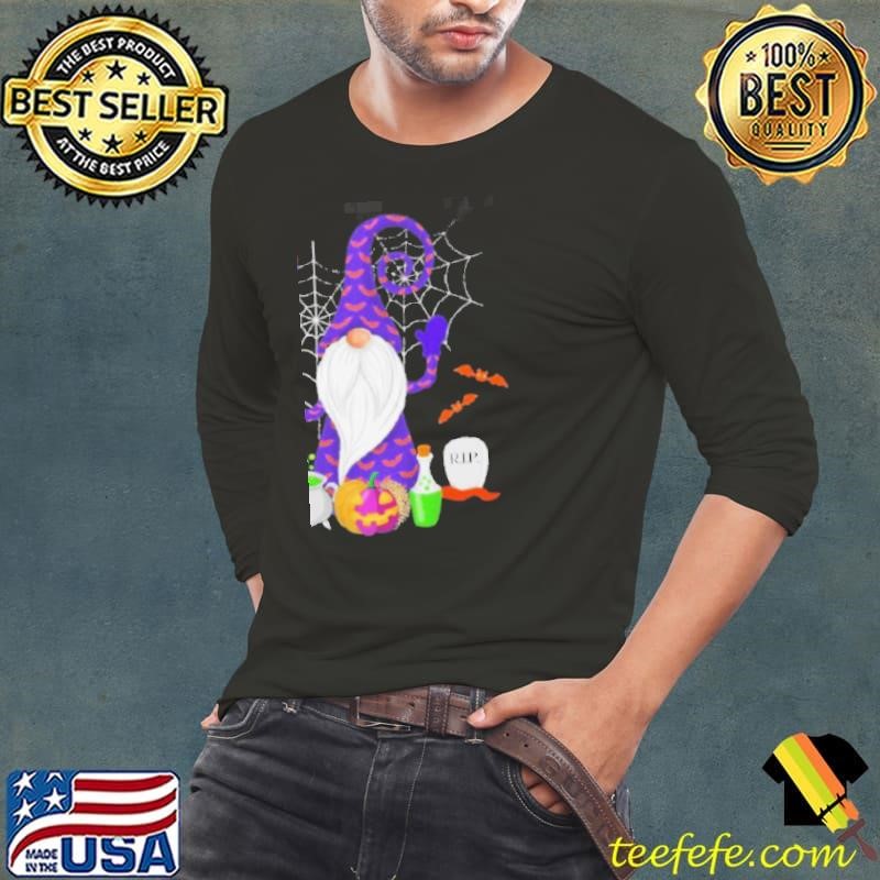 Cute Gnome Pumpkin Rip Halloween Long Sleeve Tee