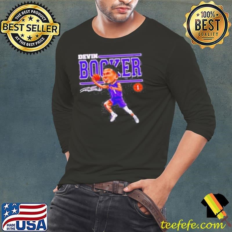 Devin Booker Cartoon Basketball Signature Design Long Sleeve Tee