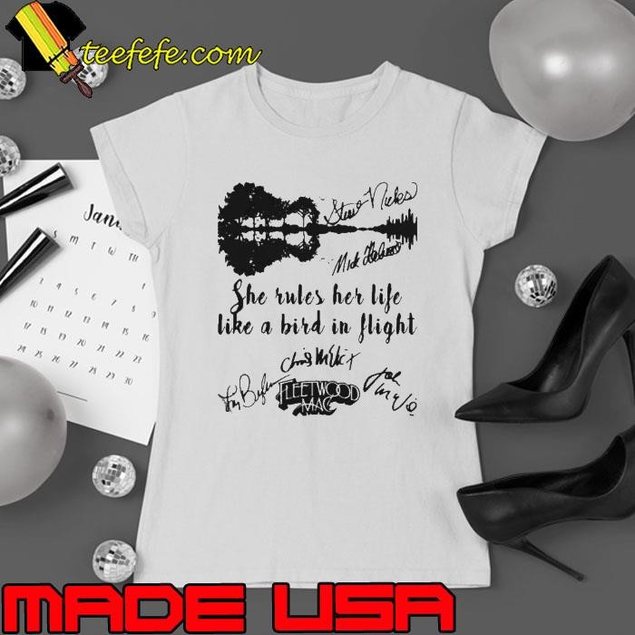 Fleetwood mac she rules her life like a bird in flight signatures Ladies tee