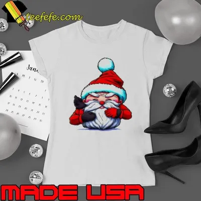 Funny Cartoon Santa Claus with Reindeer Shirt