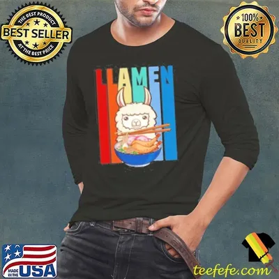 Funny Llamen Cute Llama Eating Ramen Lover Vintage  Shirt