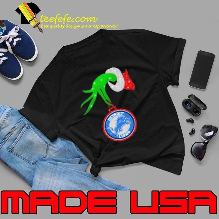 Grinch Hand Holding Detroit Lions Christmas Unisex