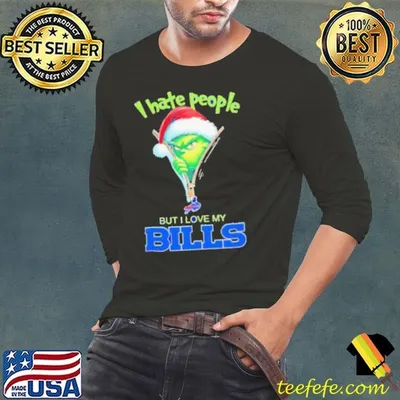 Grinch I hate people but I love my Buffalo Bills Christmas shirt