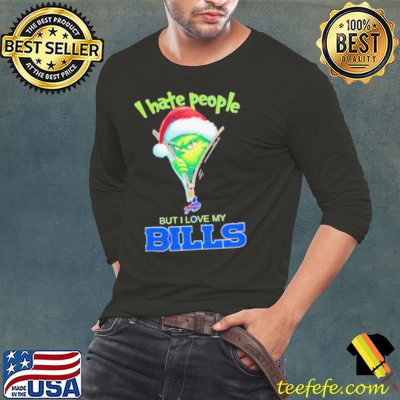 Grinch I hate people but I love my Buffalo Bills Christmas shirt
