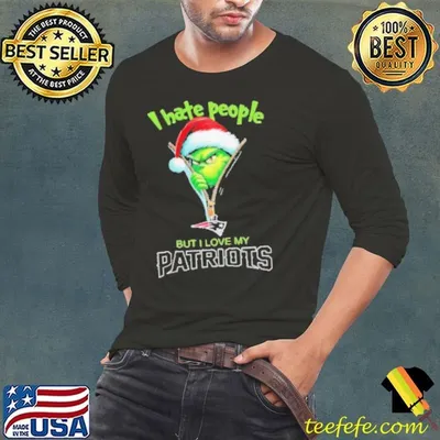 Grinch I hate people but I love my New England Patriots Christmas shirt