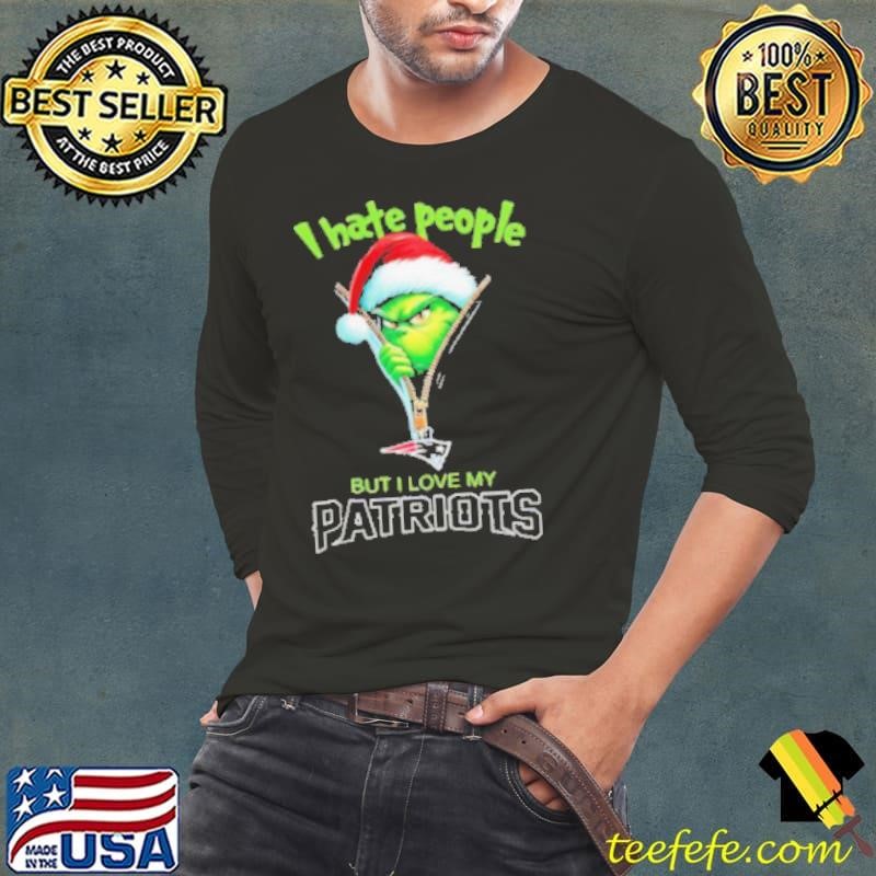 Grinch I hate people but I love my New England Patriots Christmas shirt